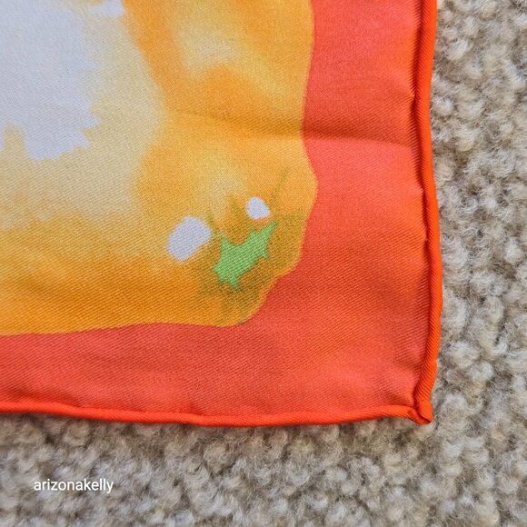NWT Echo Silk Scarf Oranges Vintage Hand Rolled Edges Citrus - Picture 9 of 10